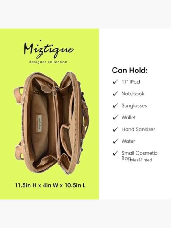 Vegan Leather Convertible Backpack Purse With Gold Hardware main image 6